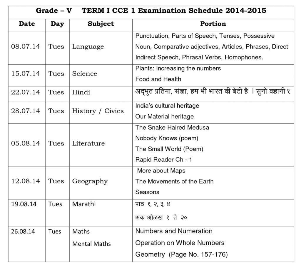 Term 1CCE Timetable